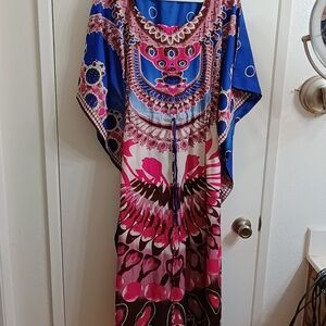 Vibrant Blue and Pink Maxi Dress
